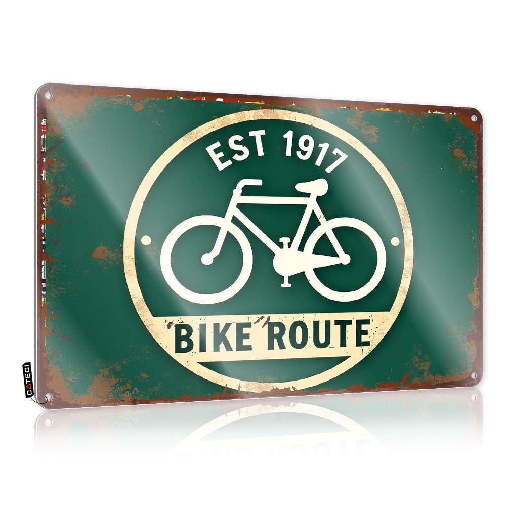Tinsign Decor Established In 1917, Bike Route. Tin Sign Tin Sign Funny Bar Sign Home Decor(30X40CM)
