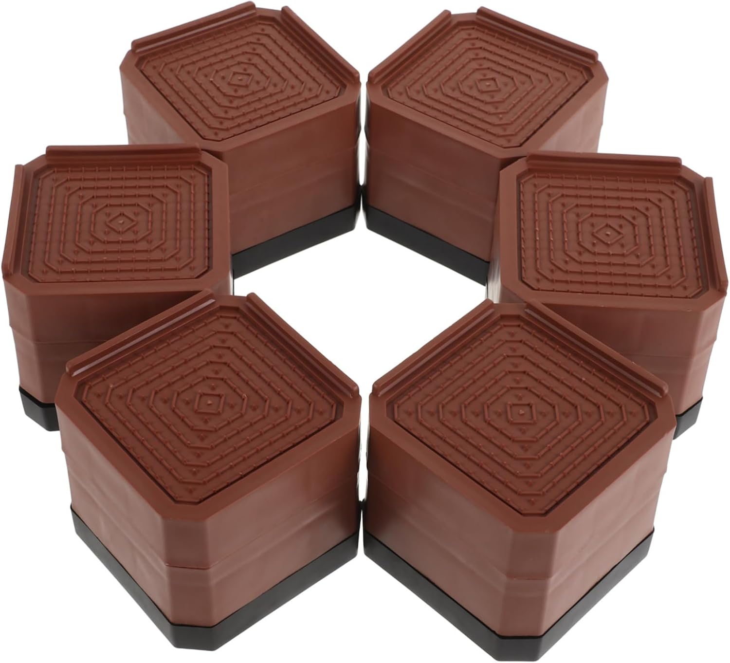 6pcs Slip Vibration Dampening Mat for Washer and Dryer Plastic Furniture Riser Feet Noise-reducing Pads for Bed Cabinet and Couch Brown Double-Layer Design