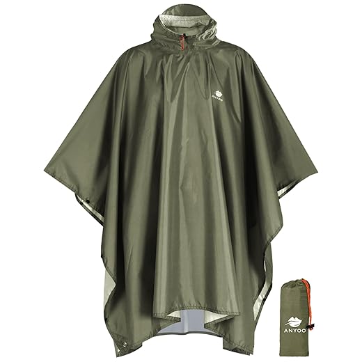 ANYOO Lightweight Hooded Rain Poncho