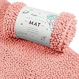 CatGuru Cat Litter Mat, Medium, Extra Large, XXL, Waterproof Litter Box Mat, Non Slip Kitty Litter Mat, Machine Washable Litter Trapping Mat, Soft Litter Tray, Cat Stuff (Medium, Coral/Heavy-Duty)