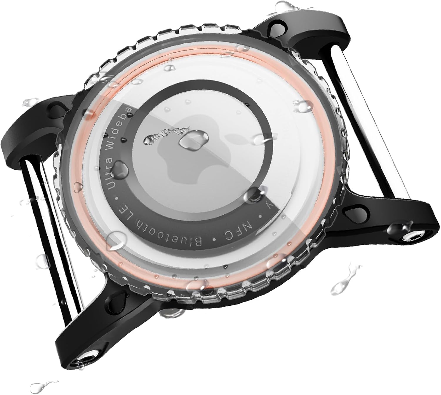 for Airtag Dog Collar Holder | Waterproof Dog Airtag Holder - for Air Tag Collar with Metal Loops, Durable, Lightweight, Fits 1'' Airtag Pet Collar (Transparent Black)