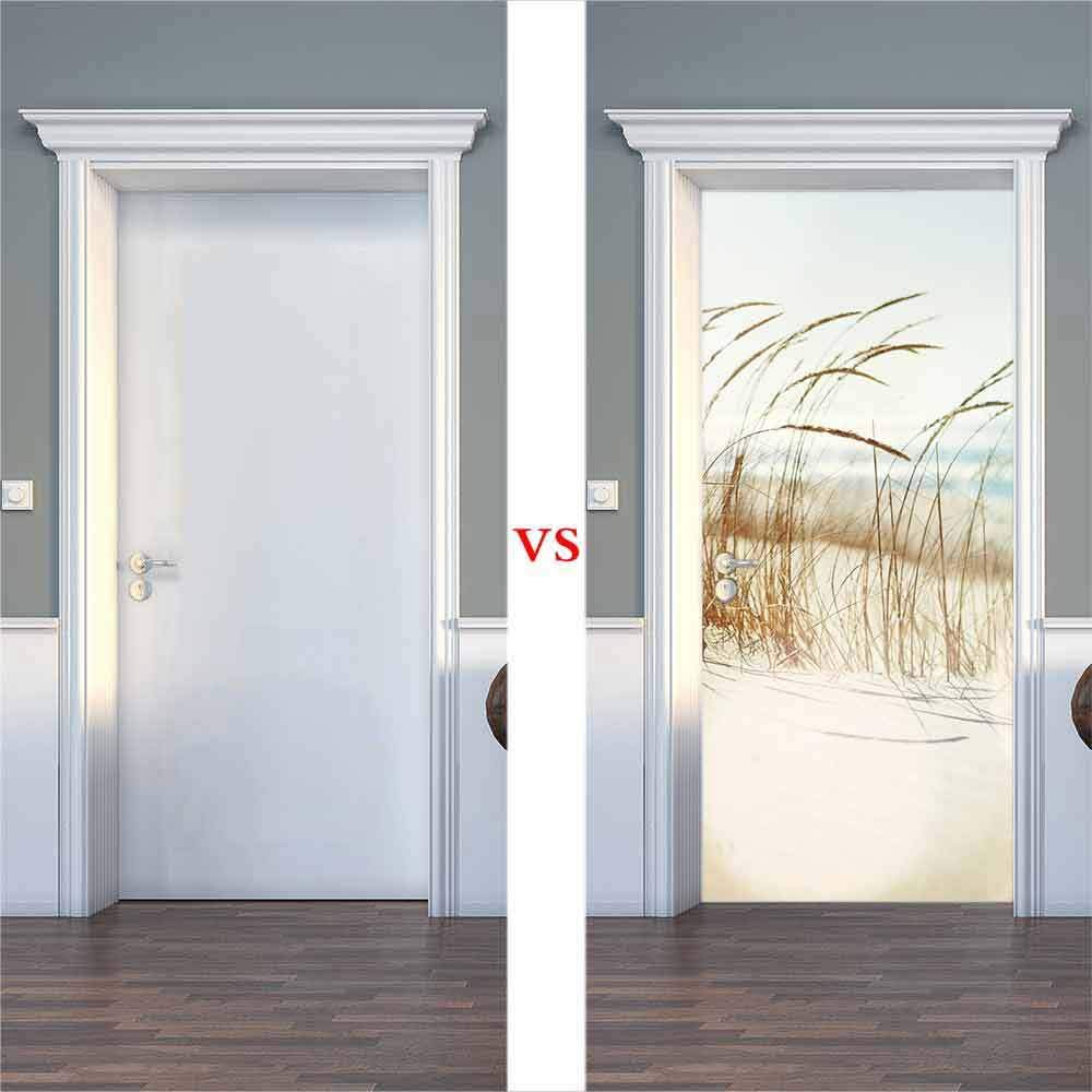 Sticker Porte 3D Paysage Marin - Autocollant Mural Vagues (63x205 Cm) - Déco Facile Pour Salon, Chambre, Bureau