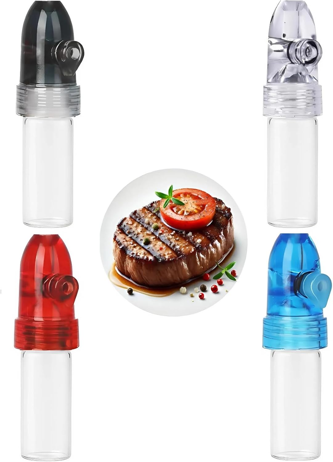 AKIRAMERUNA-Portable Glass Decorative Bottle Kitchen Spice Dispenser Portable Leak-Proof Storage Bottle for Outdoor Camping Travel