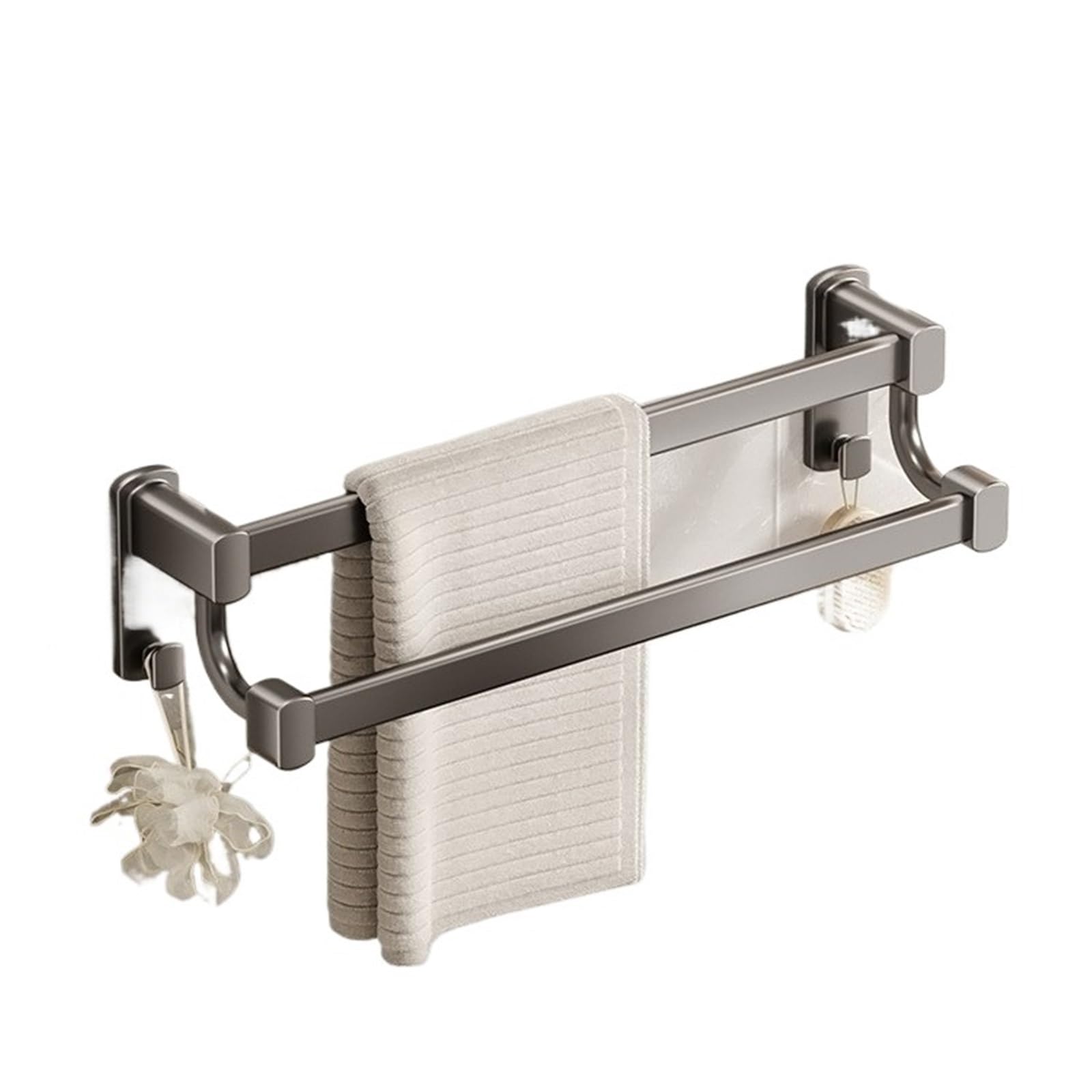 Porte-serviettes antirouille double niveau pour résoudre le manque de rangement en salle de bain