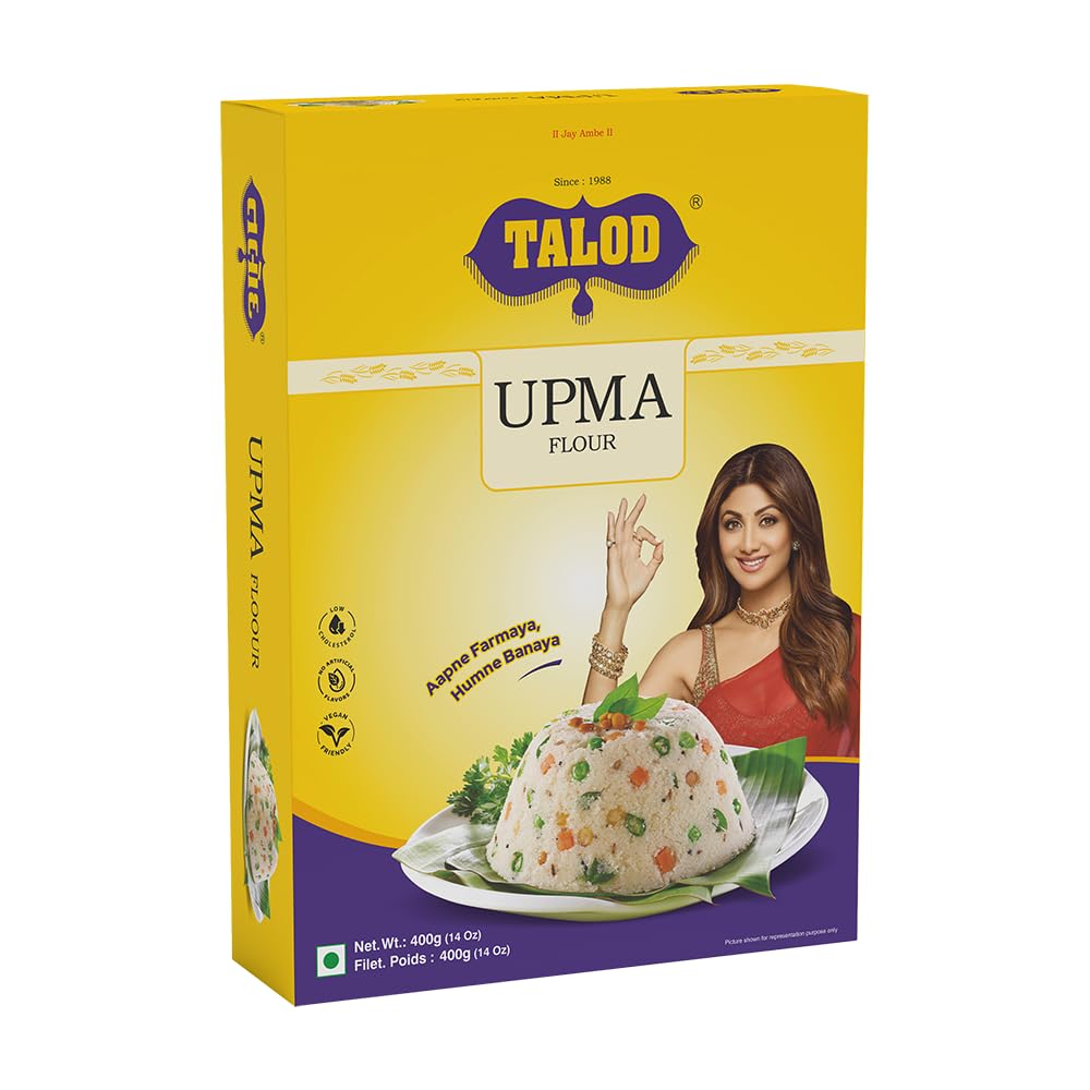 Talod Instant Mix Upma Flour (Pack of 4 * 400 g) | 100% Vegetarian, Wheat Gluten Free, Vegan Friendly, No Preservative, No Artificial Flavours, No Artificial Colors, No MSG (B0C94XD8YG) Amazon Price History, Amazon Price Tracker
