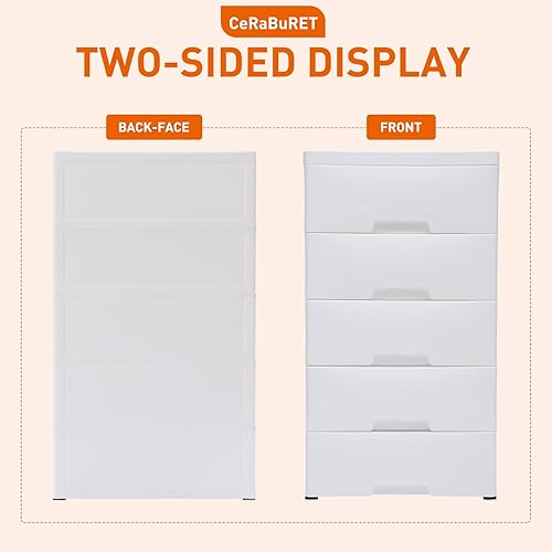 Miniatura 7 de CeRaBuRET Torre vertical apilable de almacenamiento de ropa de 5 cajones, organizador de almacenamiento para aparador de niños, armario de
