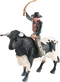 UGPLM Bull with Rider Figurines Model Desktop Ornaments Cake Toppers Educational Toy Crafts Realistic Detailed Action Figures for Toddlers , Style A