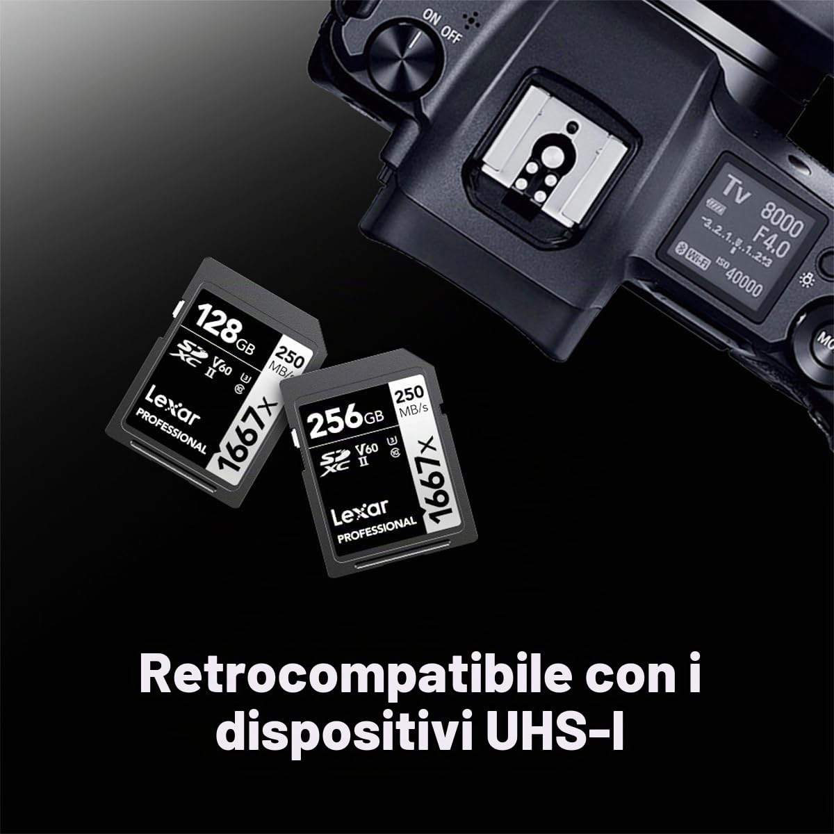 Lexar Schede di memoria SDXC professionali 1667x, da 128 GB, UHS-II, C10, U3, V60, video Full HD e 4K, fino a 250 MB/s in lettura, per fotografi professionisti, videografi e appassionati