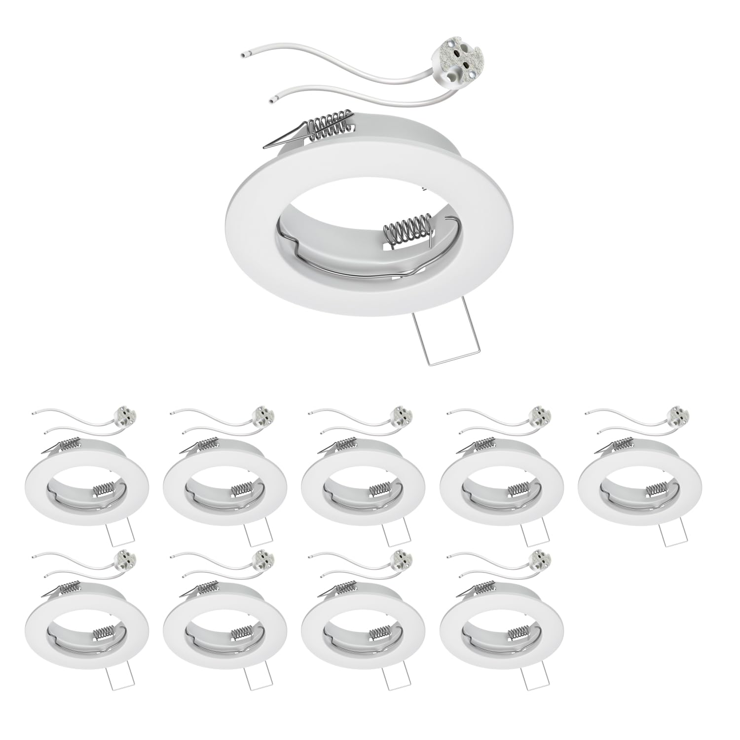 ledscom.de 10x Ceiling recessed Frame Fere recessed Frame White matt (LED/Halogen/MR16/50mm) incl. GU5.3 Socket