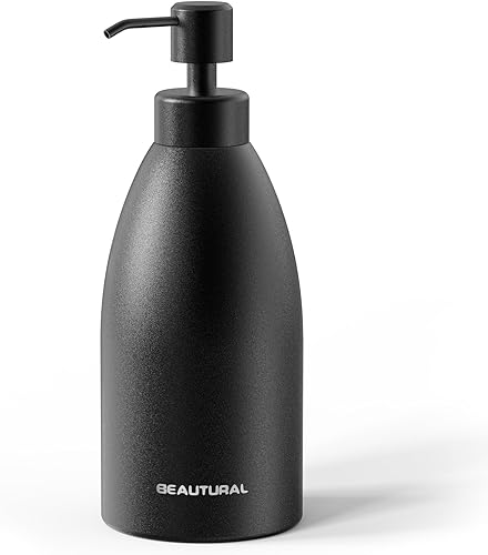 BEAUTURAL Dispensador de jabón de encimera de acero inoxidable de 152 onzas botella de bomba de jabón líquido a prueba de óxido para cocina baño y
