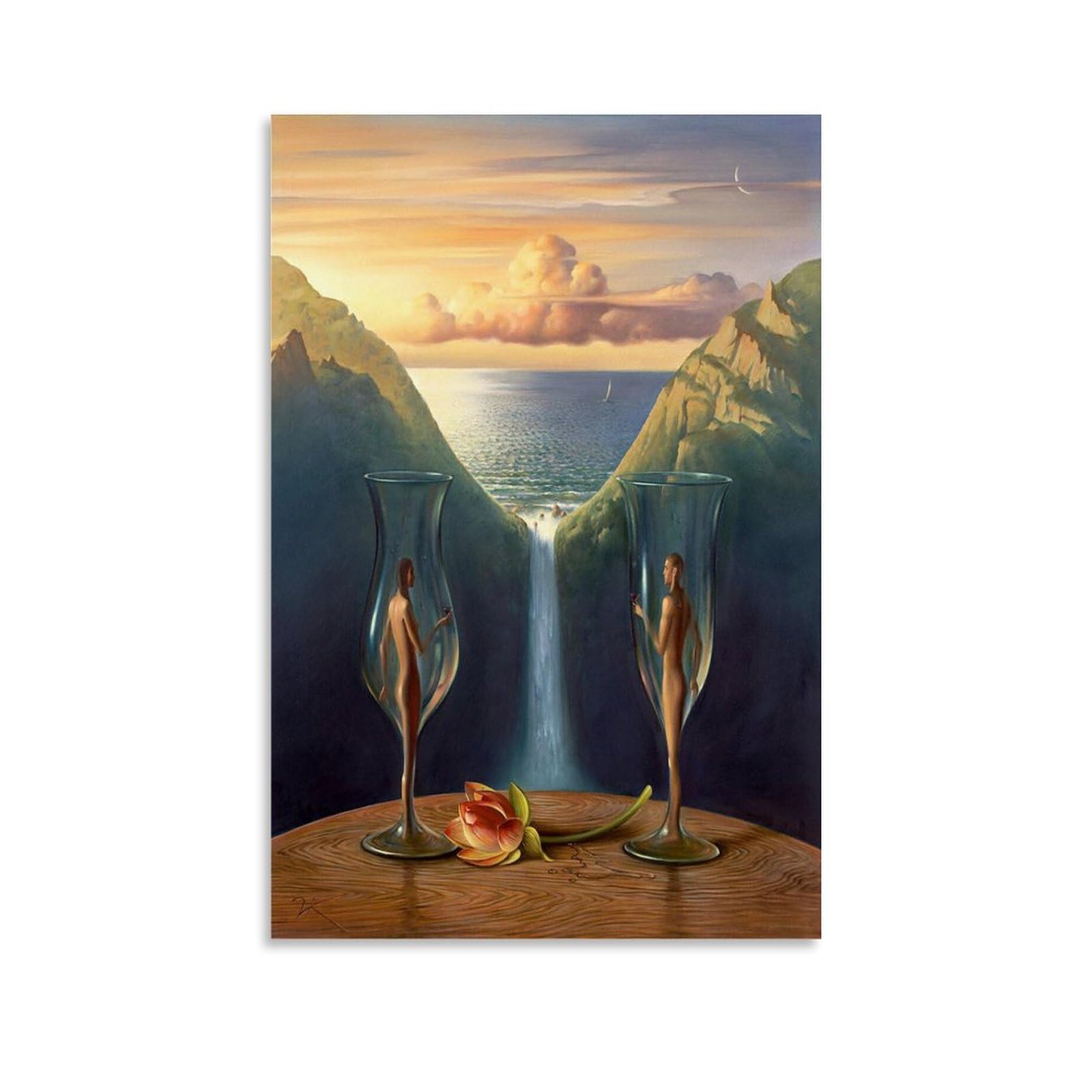 Decter Unframe-Style The World In A Wine Glass By Salvador Dalí Painter Artwork Poster Canvas Wall Art Decorative Bedroom Modern Home Print Picture Artworkss 20X30inch(50X75cm)
