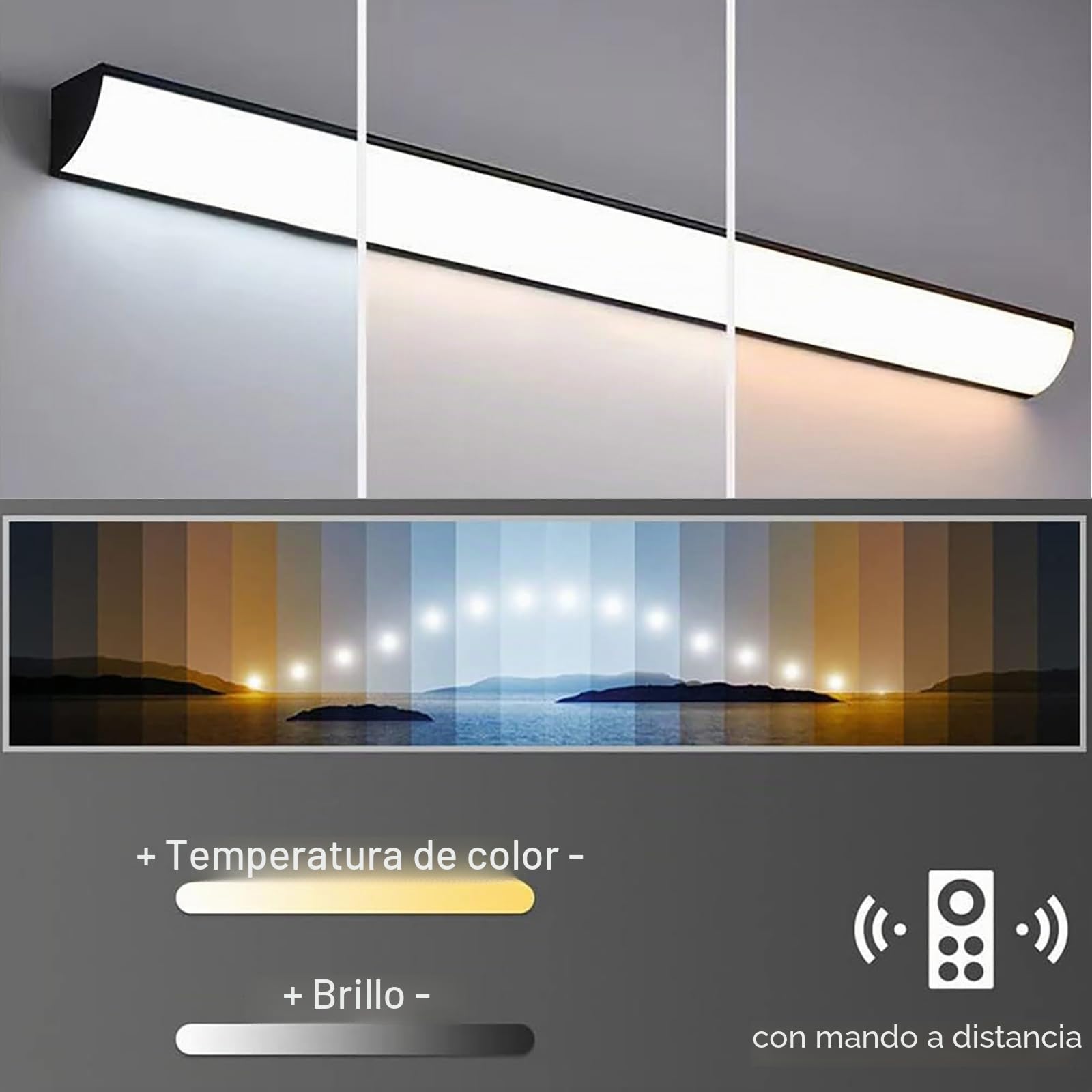 LED Lampara de Pared Exteriores con Mando Distancia IP65 Impermeable Largo Aplique de pared Regulable Moderno Rectangular Iluminación de Pared Garden Stair Fences Patio (60cm)