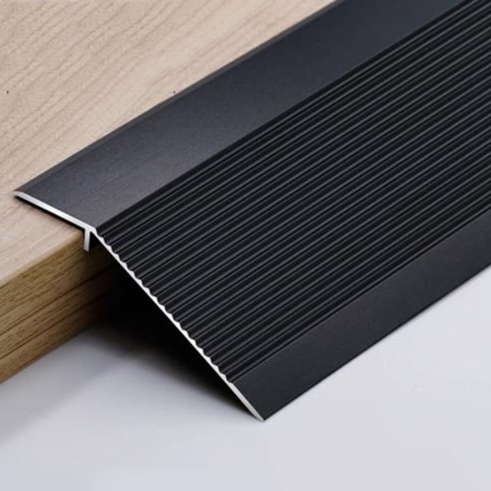 Psmpengamz Black Carpet Floor Transition Strip 4In Wide, Threshold Reducer For Doorway, Ramp Tiles Laminate Planks Floors Cover Strips, Uneven Floor Edging Trim Strip(,120Cm)