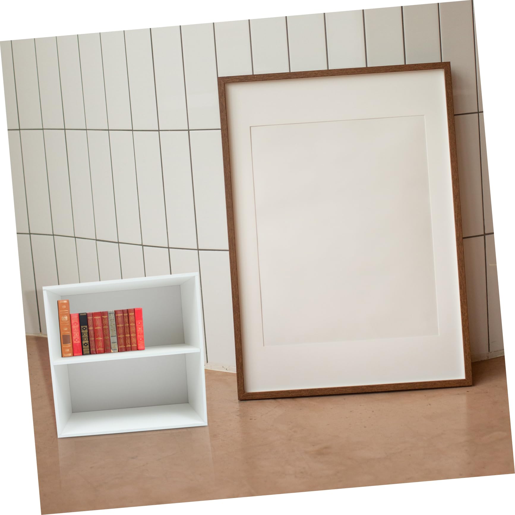 1 x weißes Bücherregal für Büro und Zuhause, mehrschichtige Holzbasis, Spind für Haushaltsbücher und Make-up-Aufbewahrung
