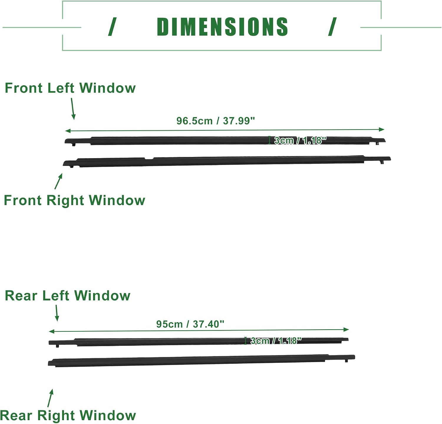 Motoforti Weatherstrip Window Trim Seal Belt, Car Outside Weather Strip Seal Belt, for Toyota Corolla 2009-2013, Rubber, 75710-02210, 1 Set, Front Rear Left Driver Right Passenger Side