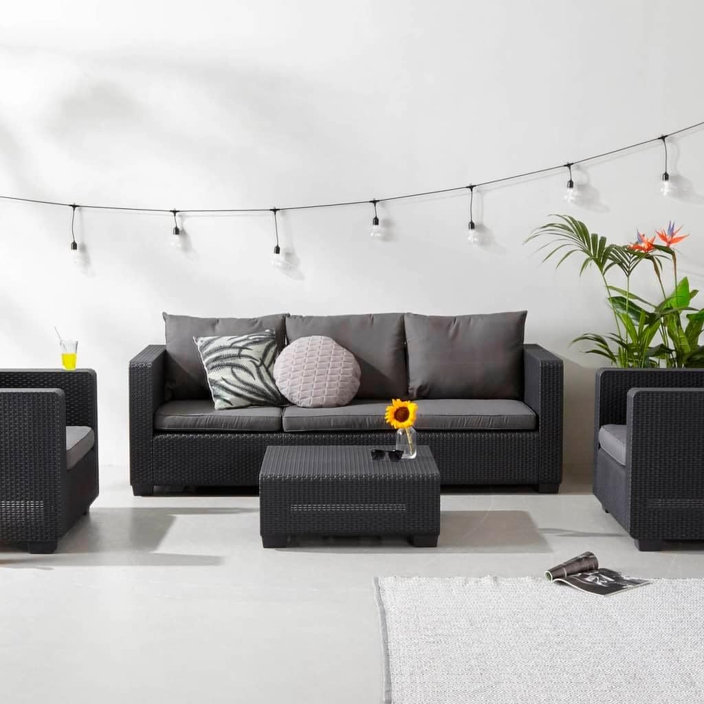 Keter Allibert Salta Lounge Table in an outdoor lounge setting