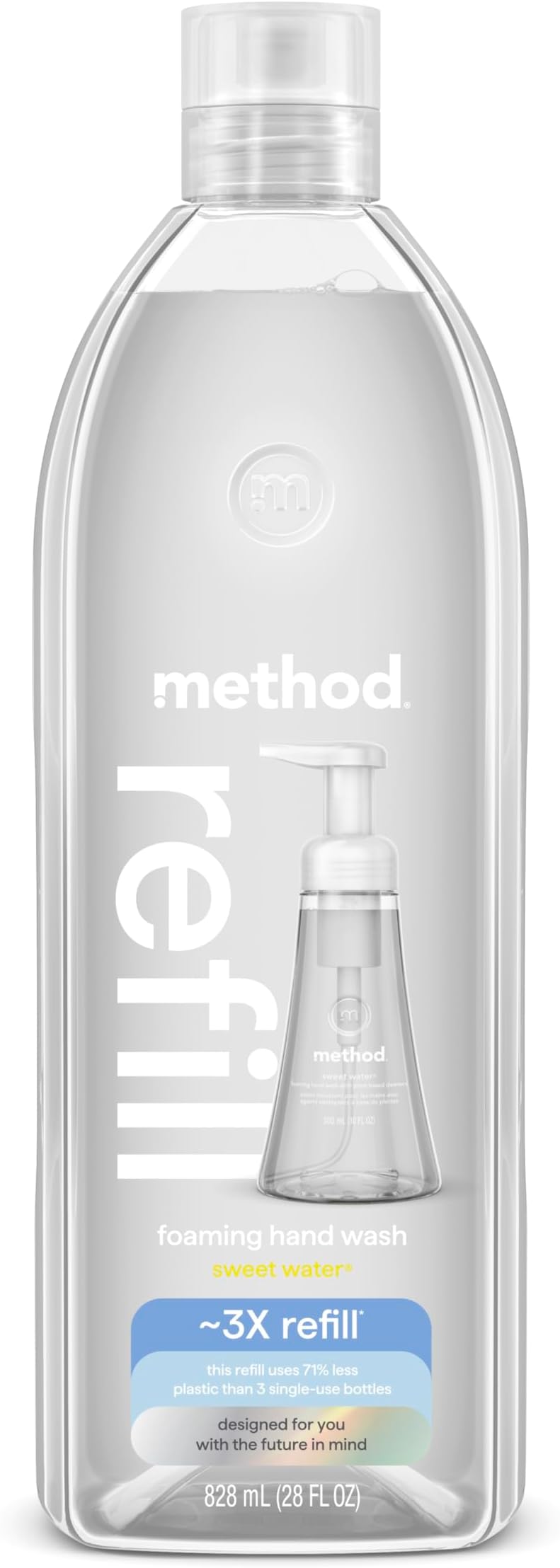 Method Foaming Hand Soap, Refill, Sweet Water, Recyclable Bottle, Biodegradable Formula, 28 oz, (Pack of 1) (Packaging May Vary)