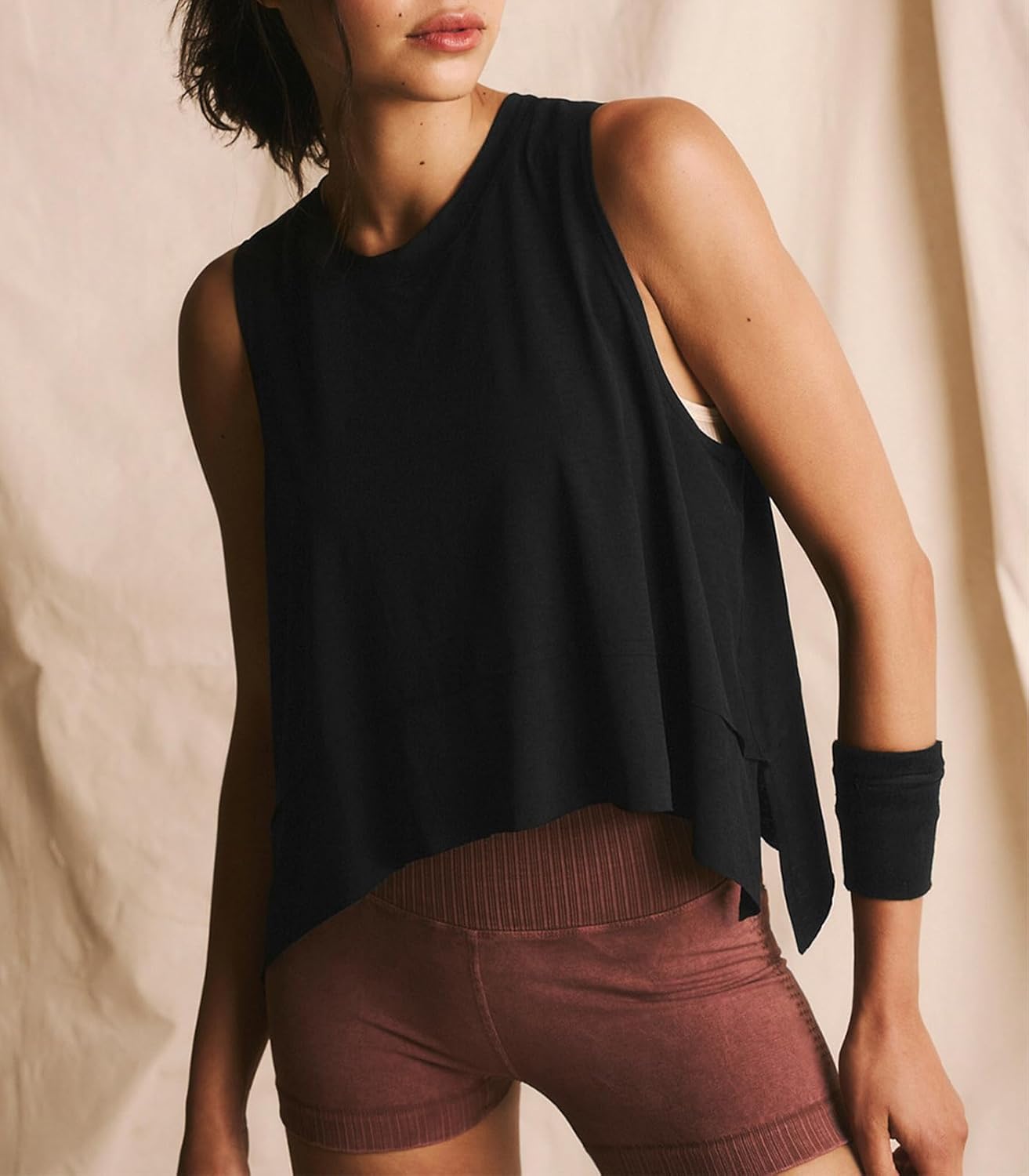 Women Workout Tank Tops Sleeveless Loose Athletic Yoga Running Gym Vest Asymmetrical Flowy Shirts - Image 2