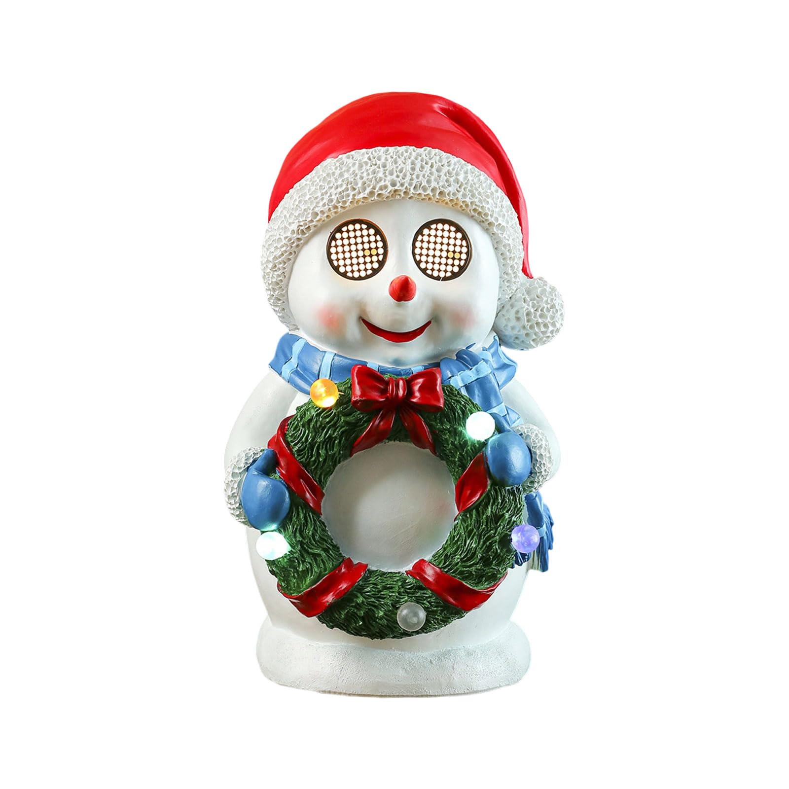 Figura decorativa de resina con luz LED para mantel, decoración de mesa, decoración de mesa con música de Navidad brillante, figura de resina musical con luz LED para repisas