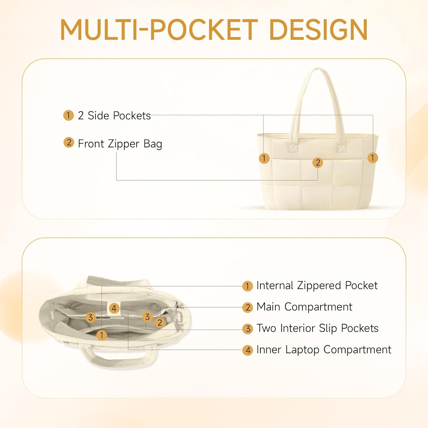 Tote Bag for Women Puffer,Travel Tote Bag with Laptop Compartment Lightweight,Work Handbag with Strap for Gym,Nurse - Image 4