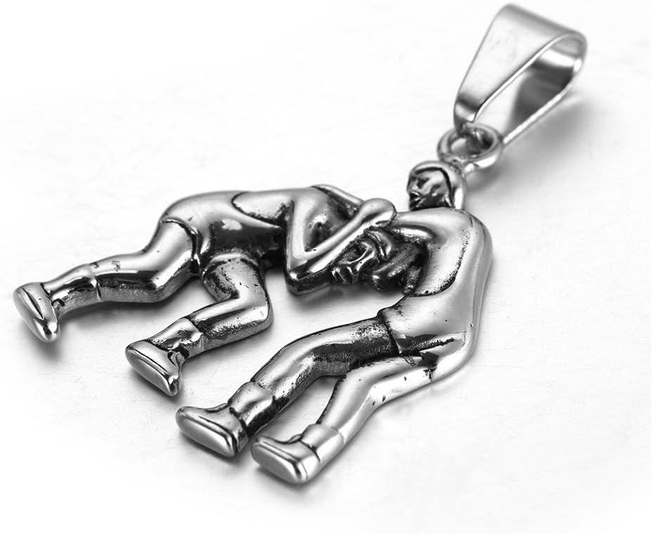 HIJONES Unisex Stainless Steel Wrestling Match Pendant Sport Necklace