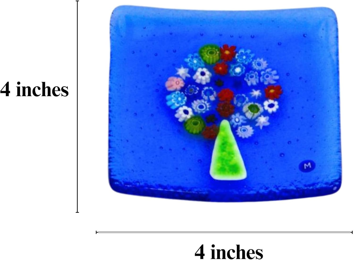 MY ITALIAN DÉCOR Murano Glass Tree of Life Flat Dish, Decorative Dish, Jewelry Tray, Jewelry Holder, Made in Italy (Sky Blue)