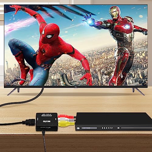 Image of AXFEE RCA to HDMI, AV to HDMI Converter, 1080P Mini RCA Composite CVBS Video Audio Converter Adapter, Support PAL /NTSC for TV /PC / PS3 / STB /Xbox VHS /VCR /Blue-Ray DVD Players