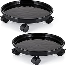 Skelang 13" Plant Caddy, Movable Plant Stand Pot Saucer, Plant Pallet Tray Trolley with Casters, Plant Dolly for Garden Planter, Deck Potted Plant, Each Load Capacity 125 Lbs, Pack of 2 Black