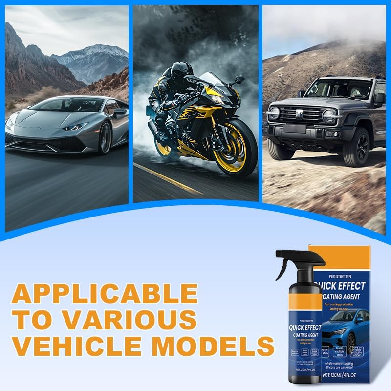 Car Coating Spray, Quick Effect Coating Agent, Oil Film Emulsion Glass Cleaner, Polish Spray Waterless Wash Wax for Scratches (2PC+Sponge+Cloth)