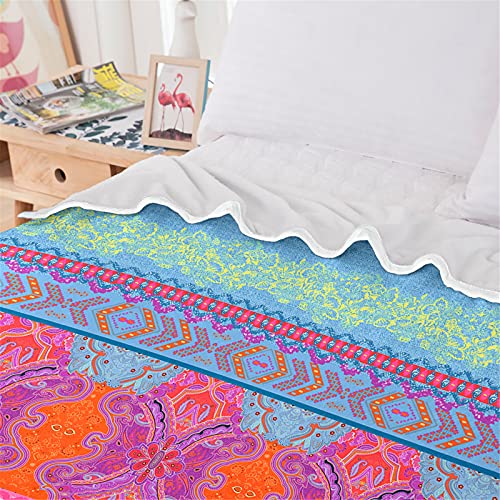 Boho Fleece Throws For Aldults Warm Soft Lightweight Bohemian Mandala Blanket For All Seasons Flower Colorful Microfiber Bedding 60" X 80" #TOP4