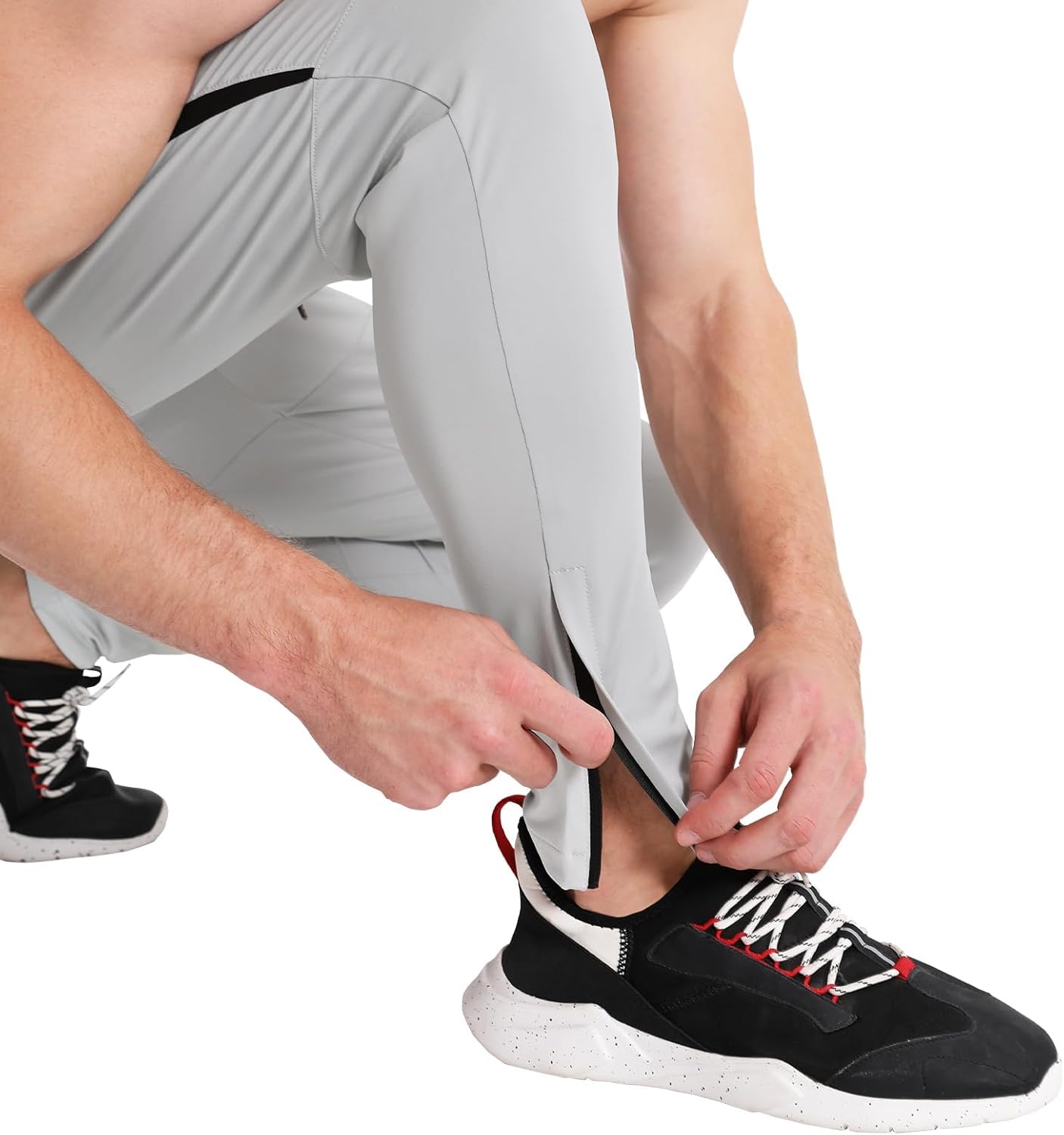 BROKIG Mens 2 Pack Tapered Gym Jogger Pants,Lightweight Workout Sweatpants Stretch Athletic Sweat Pants with Zip Pockets - Image 6