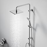 JOHO Colonne de Douche Acier inoxydable avec Douchette Salle de Bain Réglable en Hauteur, Ensemble Douche Pluie Murale sans Robinet, Pommeau Douche ABS 20x20 cm Chromé - 2