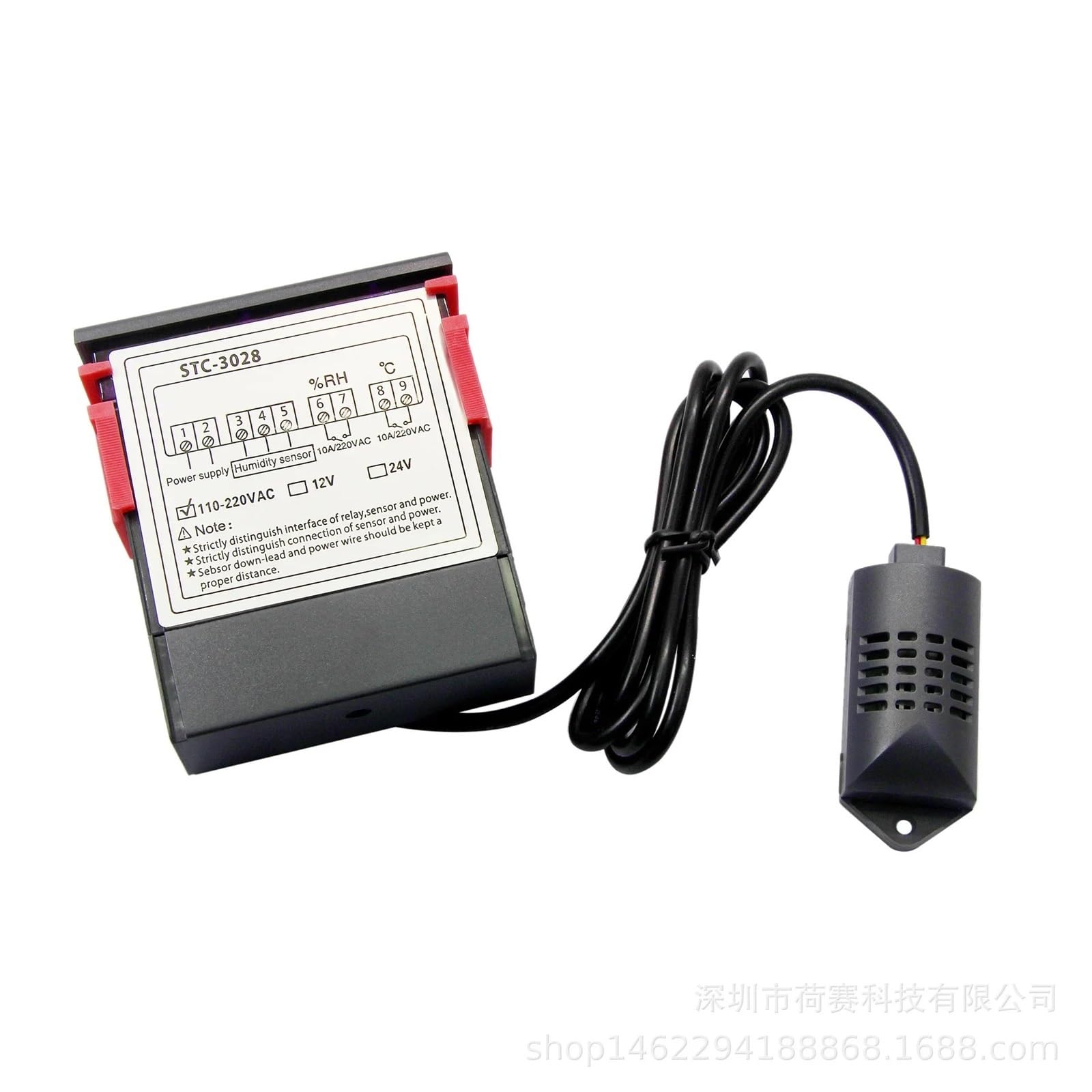 STC-3028 Doppio termostato digitale regolatore di temperatura e umidità termometro igrometro regolatore AC110-220V DC12V/24V 10A(12V)