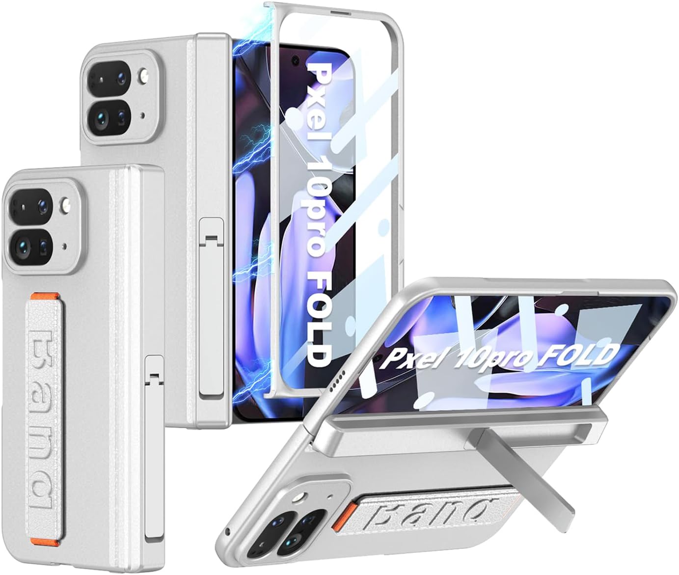 Case for Google Pixel 10 Pro Fold with Wrist Strap & Magnetic Hinge Protective and Screen Protector & Foldable Kickstand, Hard PC Shockproof Protective Cover for Google Pixel 10 Pro Fold (Green)