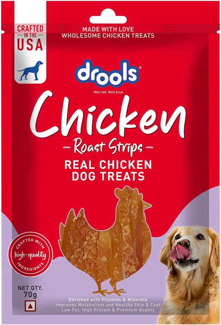 Puppy & Adult Roast Strips Dog Treats 70g | Real Chicken Flavour | Rich in Protein | No Artificial Preservatives | Best for Training & Bonding