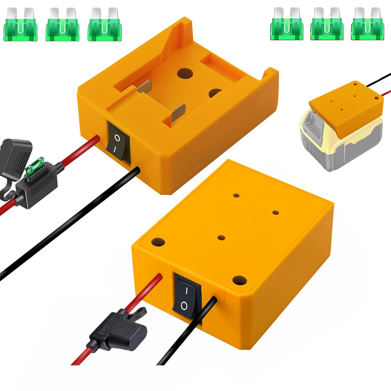 2 Packs Power Wheel Adaptateurs pour Dewalt 20V/60V Batteries Bornes de câble Connecteurs DC Chargeur USB Prises de Courant DC pour Voitures Robots Camions DIY