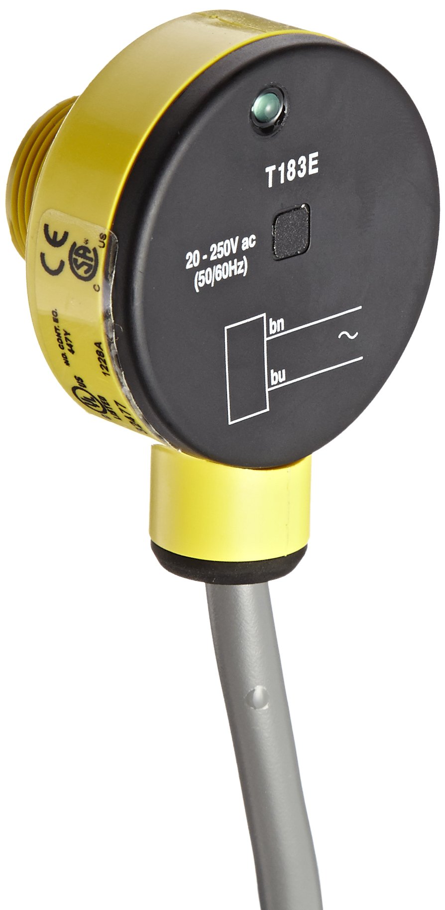 Banner T183E EZ Beam Emitter, Opposed Sensing Mode, 2 m PVC 2-Wire Cable, Infrared LED, 20-250 VAC Supply Voltage, 20 m Sensing Range