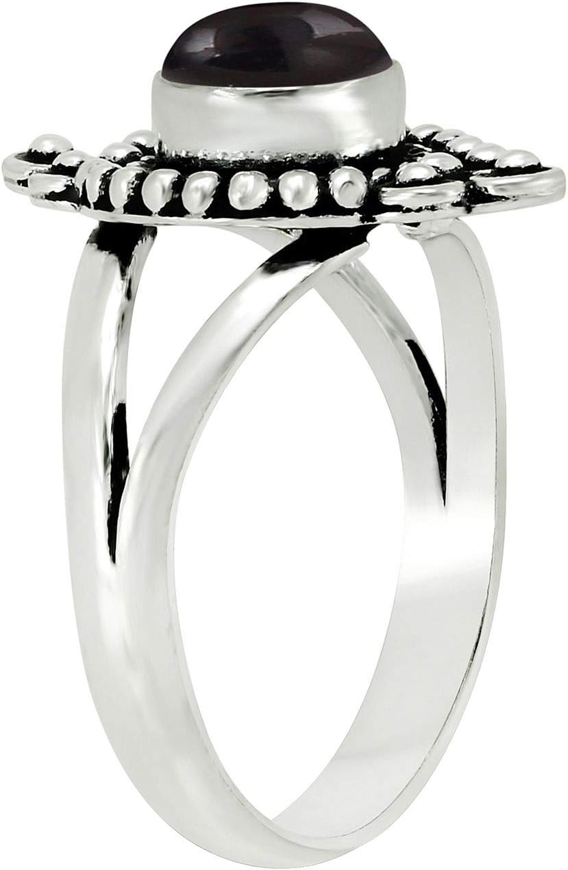 Round Shape Natural Gemstone Vintage Style Handmade Rings for Women - 925 Silver Overlay Handmade Birthstone Ring Jewelry Gift for Her Mom Wife Sister - Image 2