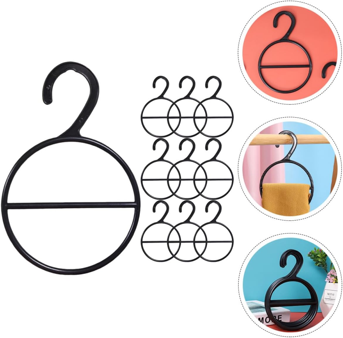 10pcs Black Plastic Scarf Belt Hangers for Closet Storage Display