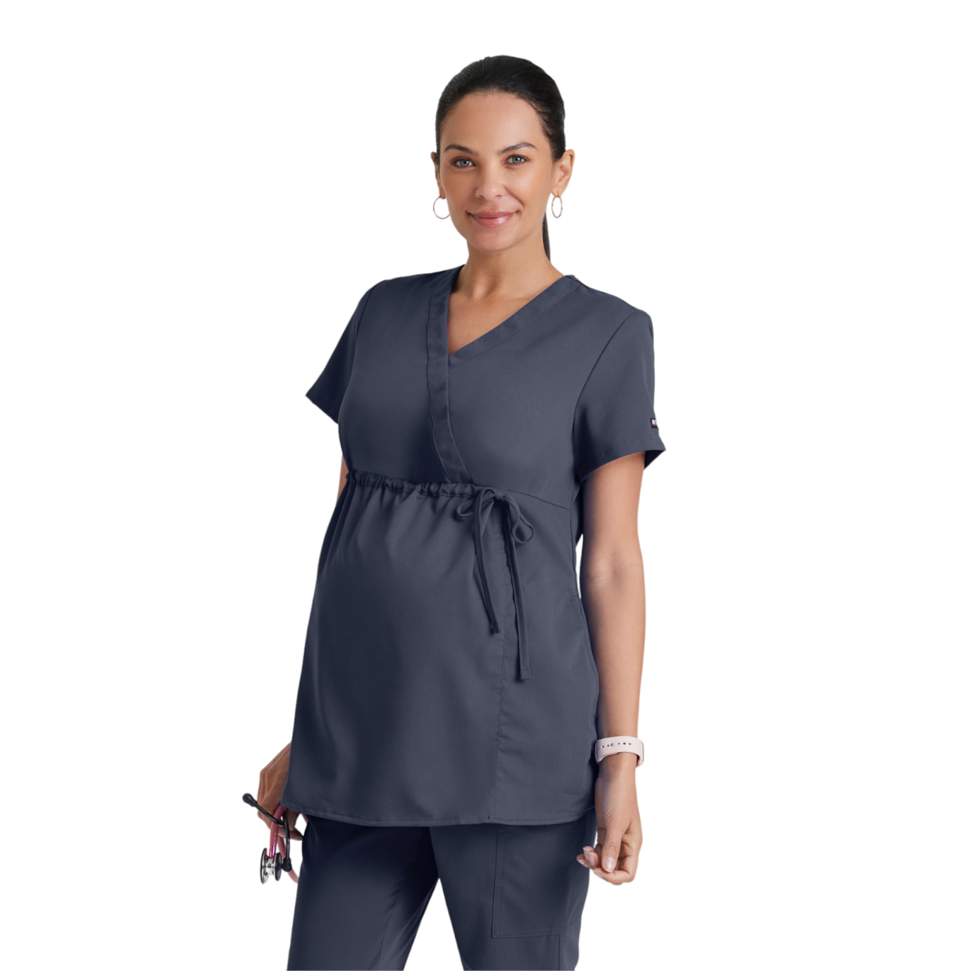 Barco Women's Steel Grey's Anatomy Grt094 Lilah Maternity Scrub Top Xl