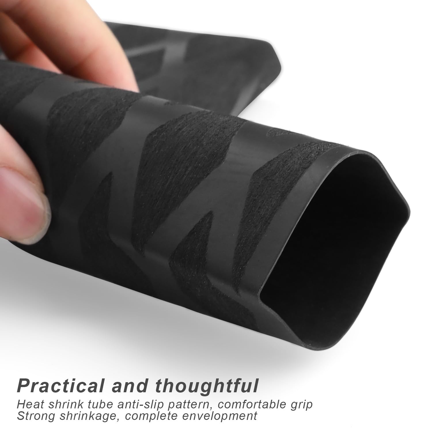 Sourcing Map Gaine Thermorétractable Pour Poignées Canne à Pêche 40mm Diamètre 65mm Plat 3.3pied 1.8:1 Rapport Noir