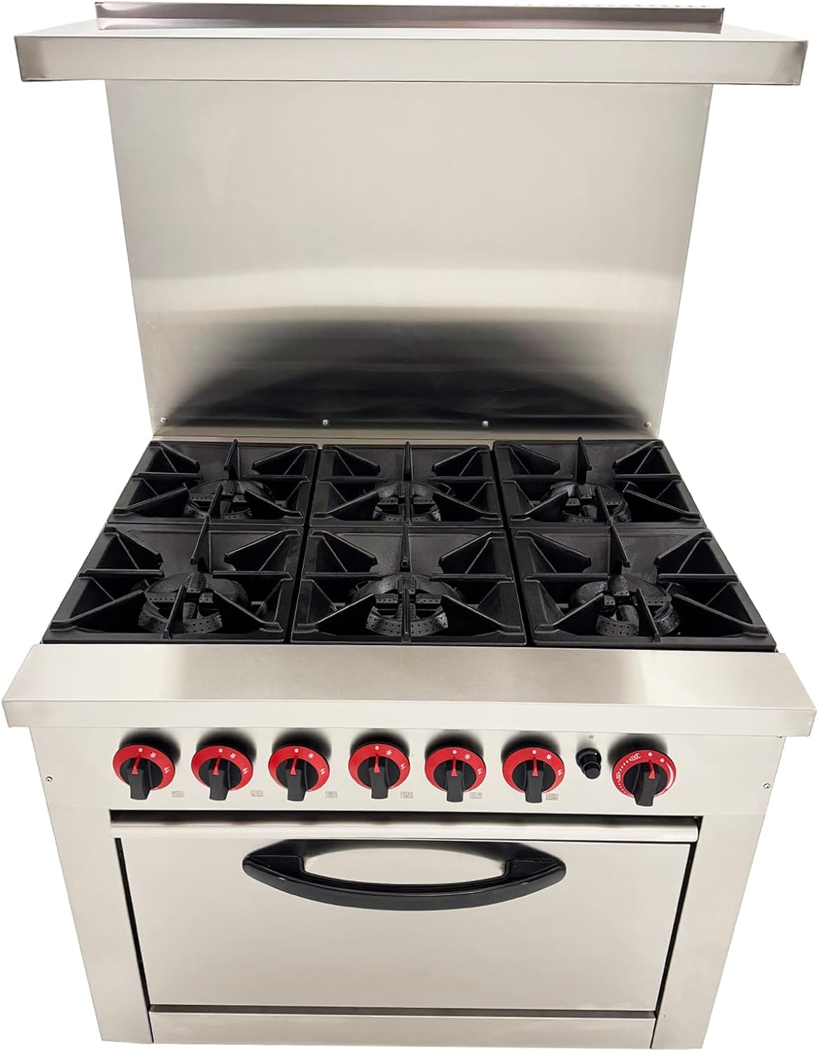Commercial Stainless Steel Gas Range 6 Burner Hot Plate Stove with Kitchen Oven