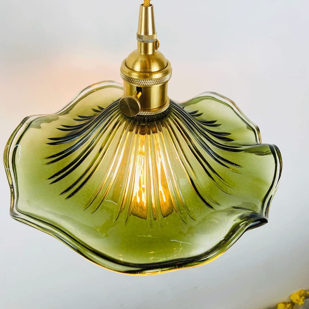 japońska retro lampa wisząca z liściem lotosu kreatywne kwiaty mosiężny szklany żyrandol nowoczesny minimalistyczny dekoracyjny wisiorek oświetlenie pasujące do sypialni, salonu, korytarza, kawiarni,