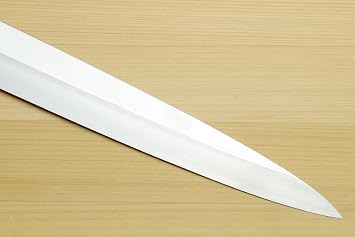 Yoshihiro SVG10 Semi-Stainless Steel Mirror Finished Yanagi Sushi Sashimi Japanese Knife (11.8'' (300mm), Triple Ring Handle)