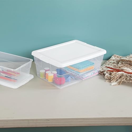 Miniatura 6 de Sterilite 16428012 caja de almacenamiento de 6 cuartos paquete de 12 unidades tapa blanca con base transparente
