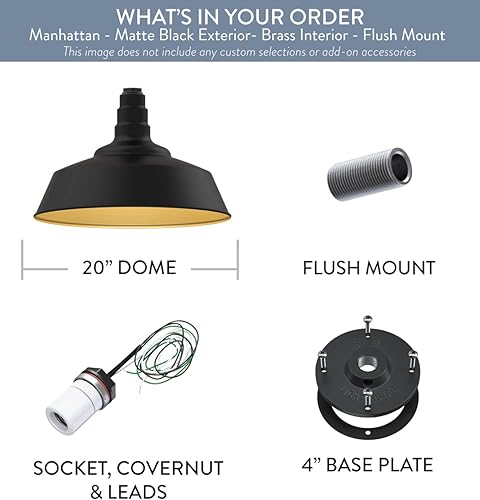 Miniatura 5 de Steel Lighting Co. Manhattan Warehouse Light  Colgante montado en el techo  Cúpula de 20 pulgadas  Montaje empotrado  Luz de granero de acero grande