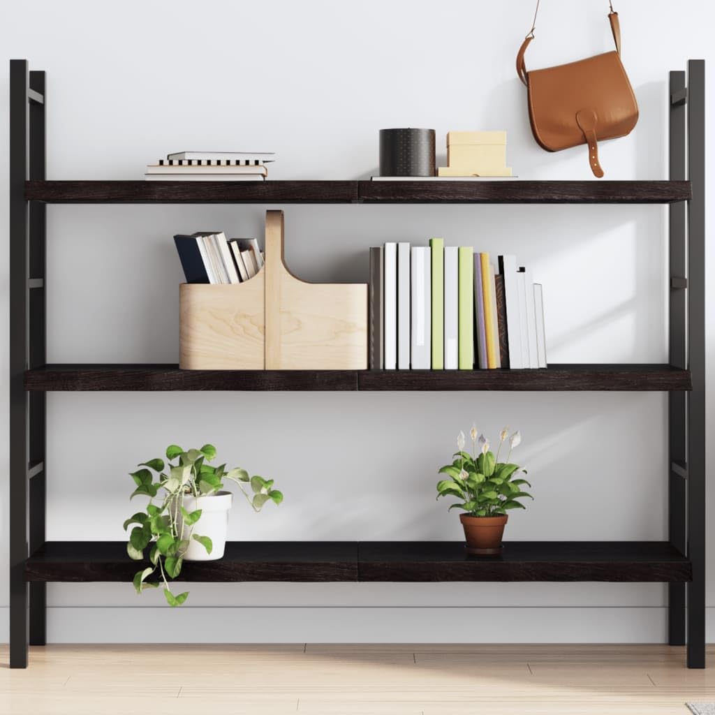 NQJIBUE Regal Wandregal Dunkelbraun 140x30x(2-4) cm behandeltes Massivholz Eiche Wandregale & Leisten Küche, Haushalt & Wohnen