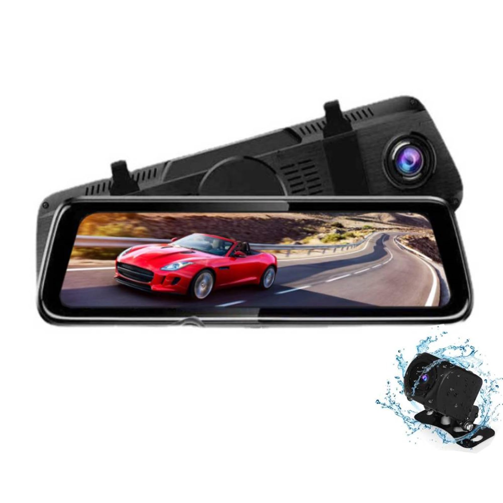 Registratore Di Guida Da 10 Pollici Telecamera Per Specchietto Retrovisore Touch Screen Visione Notturna Dash Cam Accessori DVR Per Auto 1080P, Registrazione in Loop, Sensore G, Visione Notturna