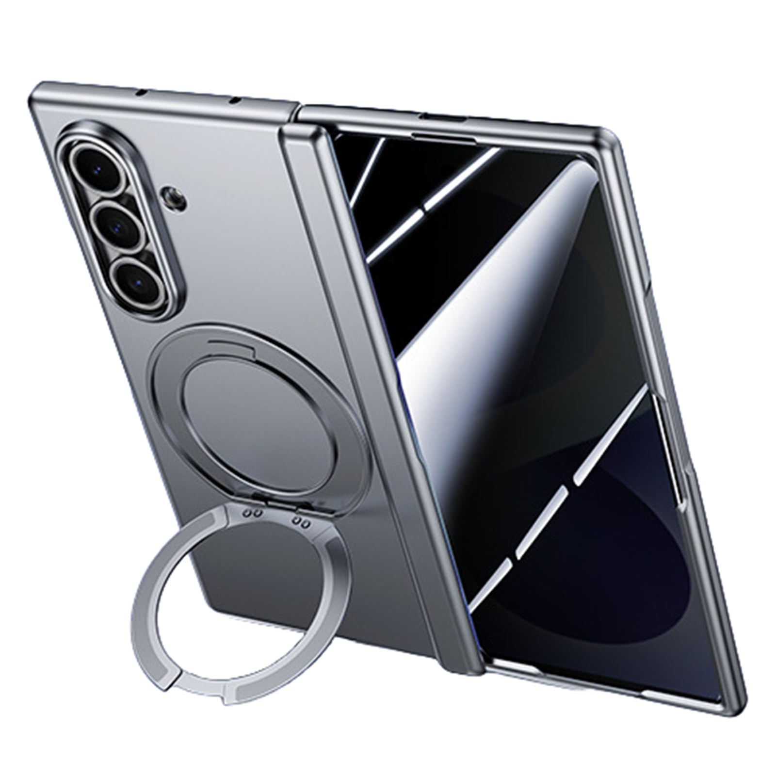 MFAOSHI Magnetic Case for Samsung Galaxy Z Fold 8 Ultra, Hard PC Frosted Phone Cover with Anti Peeping Hinge Protection Kickstand Case,Grey,Fold 8 Ultra