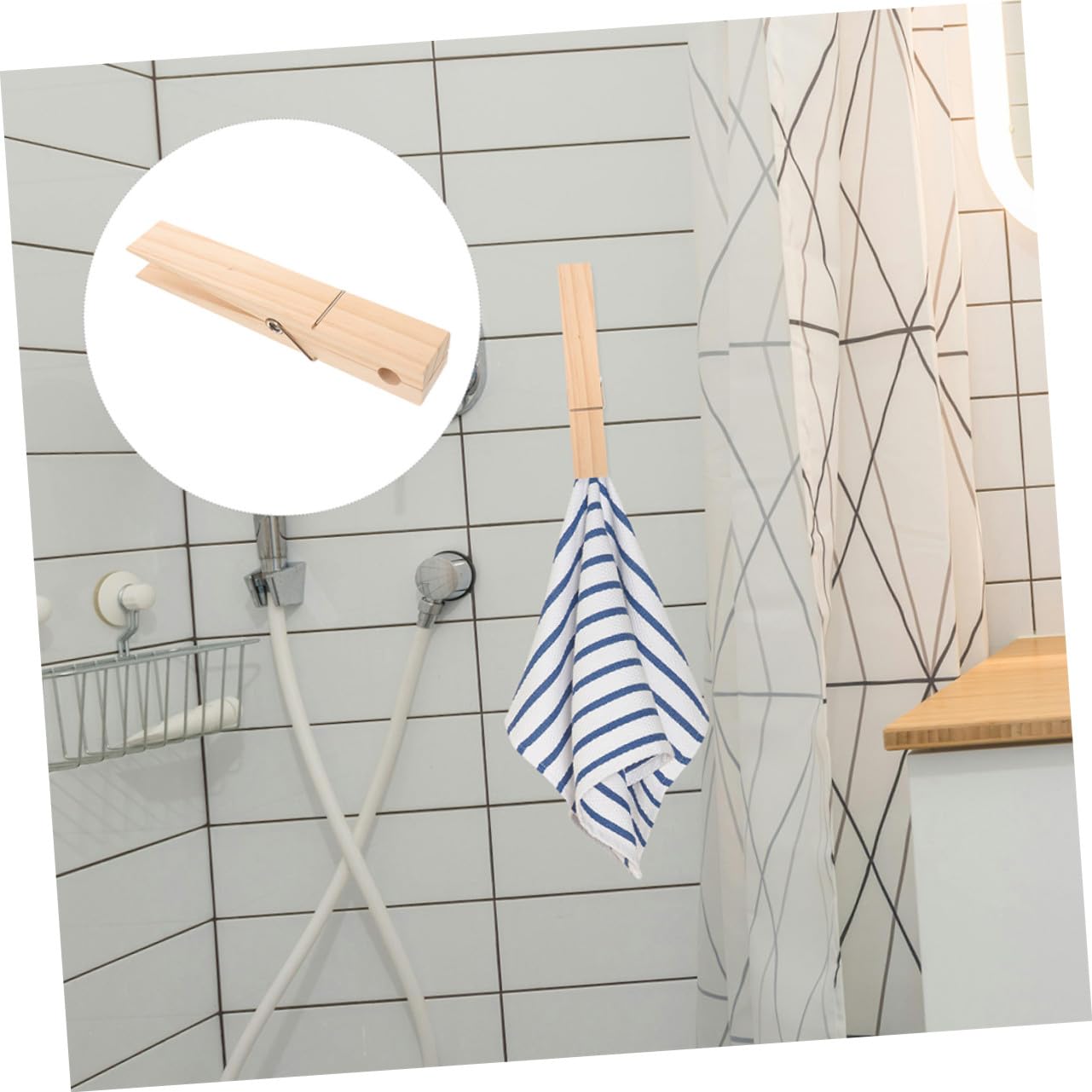 2 Stück Große Holz Wäscheklammern Jumbo Klammern aus Natürlichem Holz für Handtücher und Kleidung Sicherer Halt ohne Kratzer als Handtuchhalter für Bad Waschraum und Outdoor